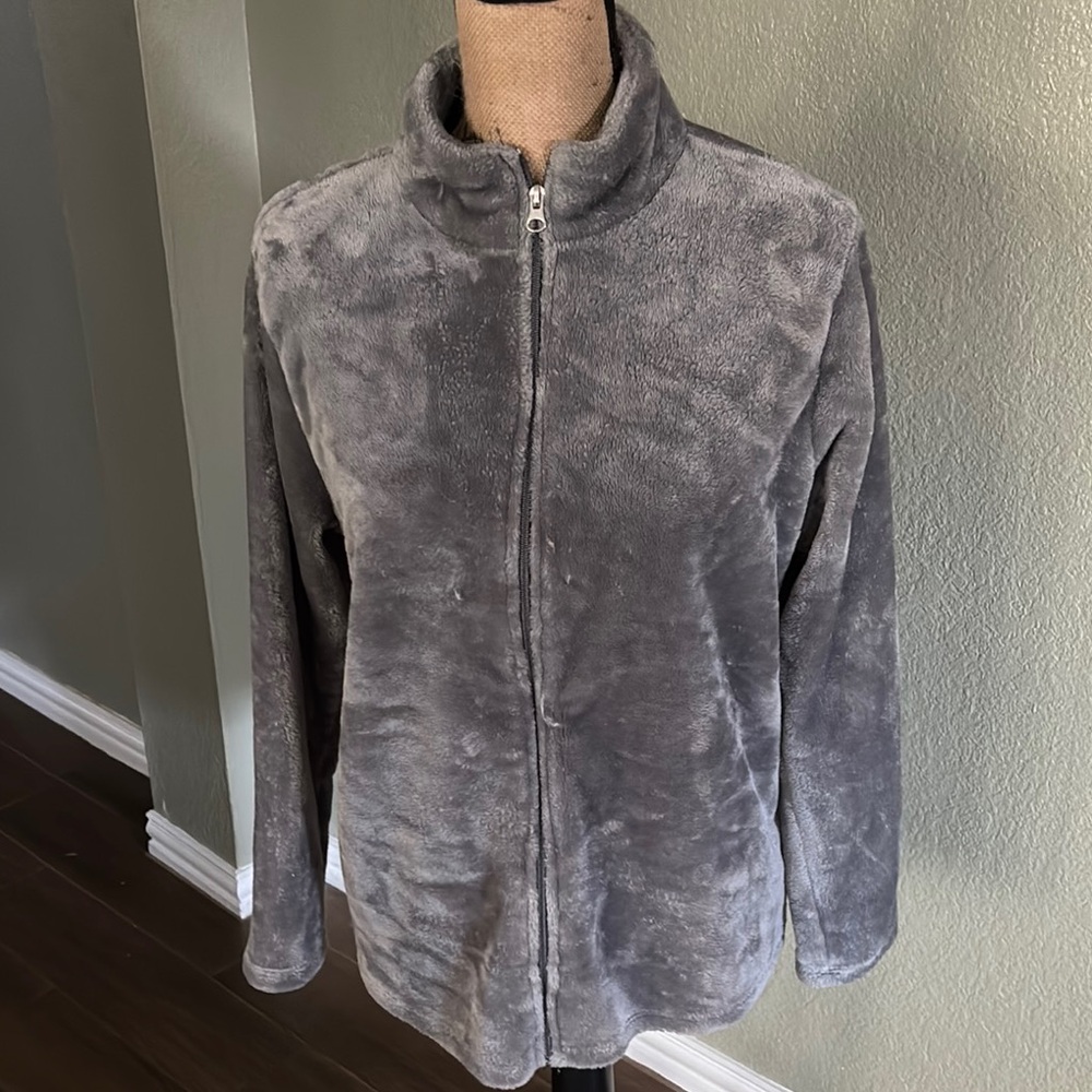 Faded Glory Plush Gray Zip-Up Jacket and Pants